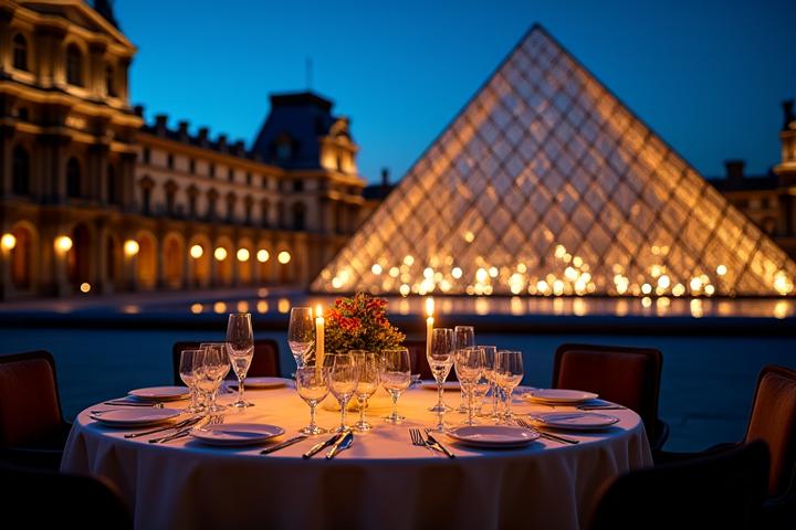 Dîner privé organisé sous la pyramide du Louvre