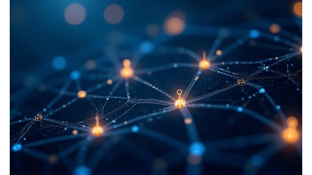 Visualisation d'intelligence artificielle avec des connexions neuronales et des éléments de voyage comme des cartes et des pins.