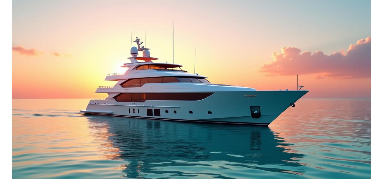 Yacht de luxe naviguant sur des eaux cristallines au coucher du soleil