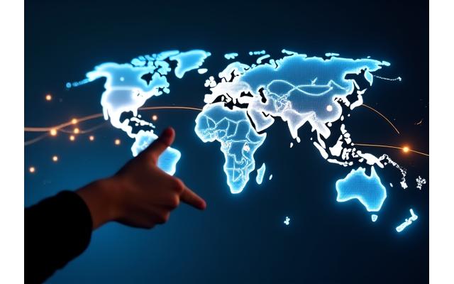 Interface utilisateur futuriste avec carte interactive et points d'intérêt améliorés par l'IA