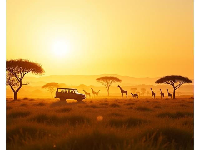 Safari de luxe en Tanzanie avec un lever de soleil sur le Serengeti et des girafes